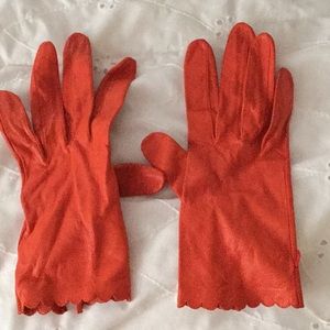 Orange vintage leather gloves